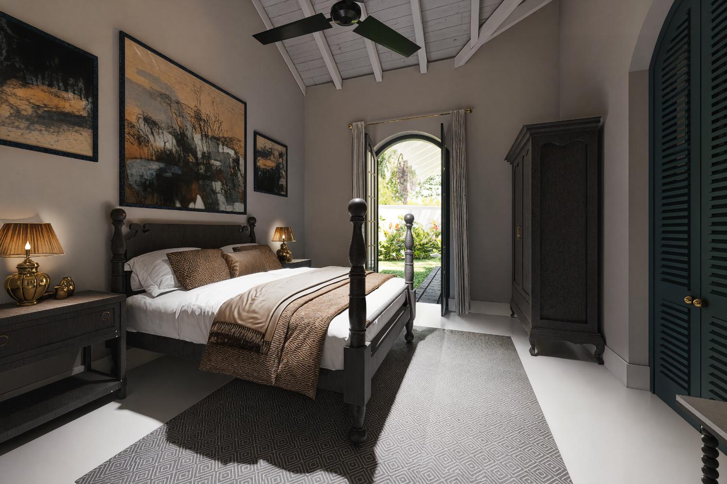 Luxury bedroom with garden view at IF Villa 