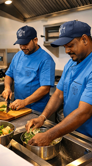 Culinary team cooking in the kitchen