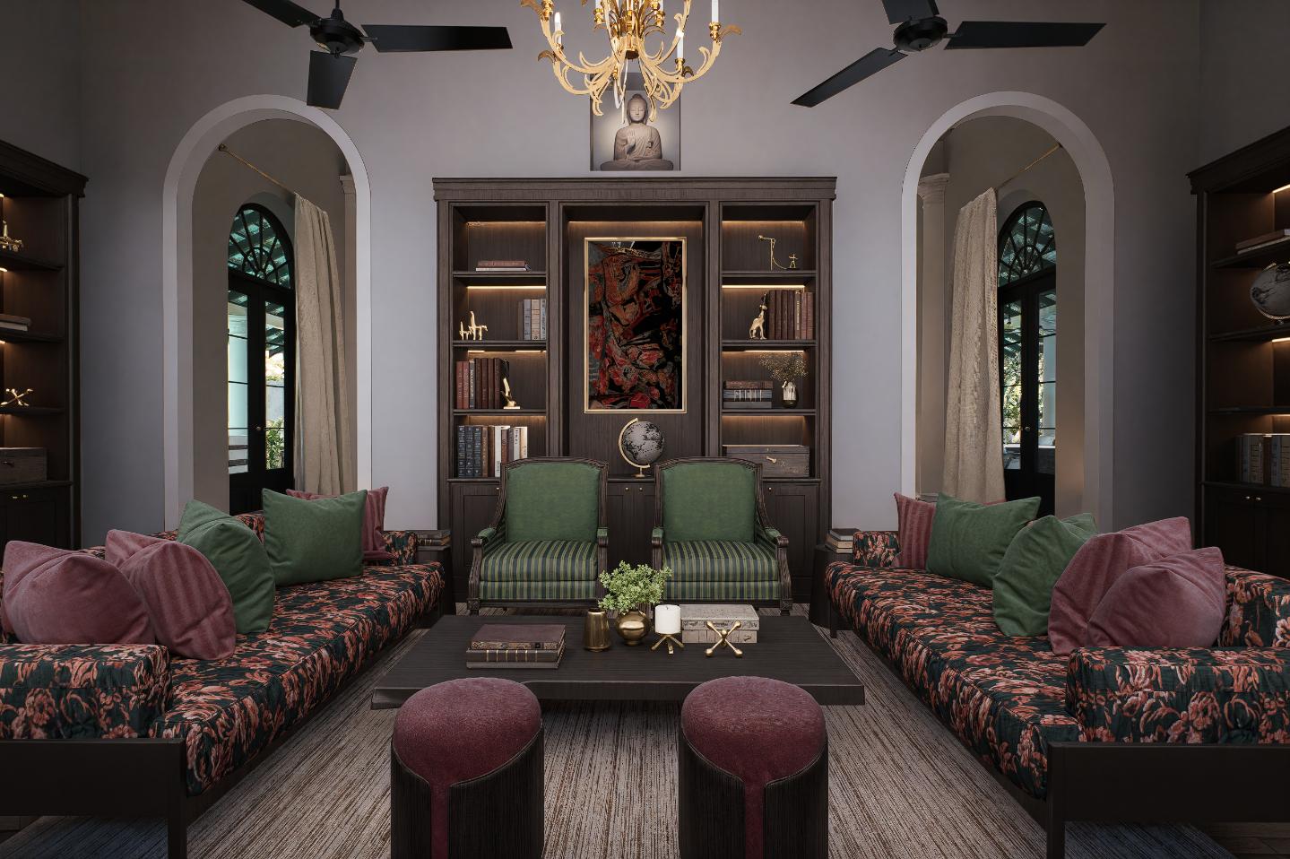 Elegant living room with sofas & table at IF Villa